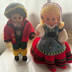 Handmade Crochet Traditional-Style Kids Dolls - Red & Green Outfit